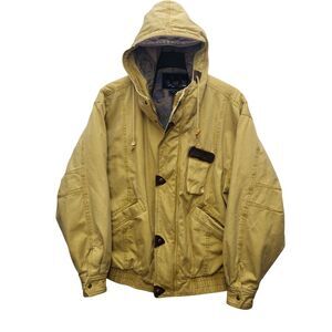 Rothschild Performance Hooded Bomber Jacket Mens Large Mustard VTG 90s Gorpcore
